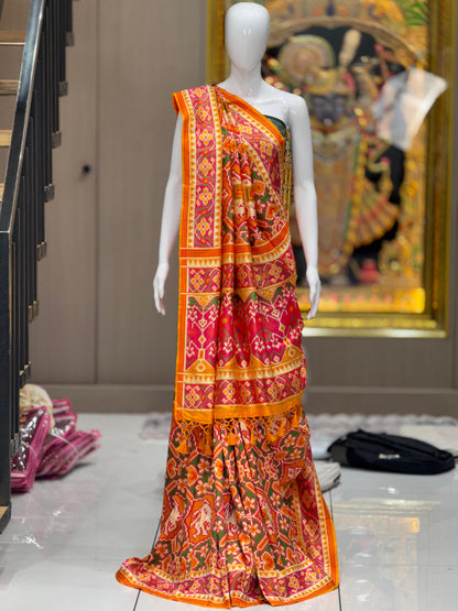 Luxury Woven Banarasi Patola Soft Silk Saree with Designer Border & Blouse Piece