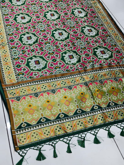 Luxury Woven Banarasi Patola Soft Silk Saree with Designer Border & Blouse Piece