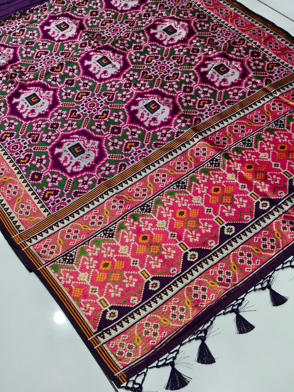 Luxury Woven Banarasi Patola Soft Silk Saree with Designer Border & Blouse Piece
