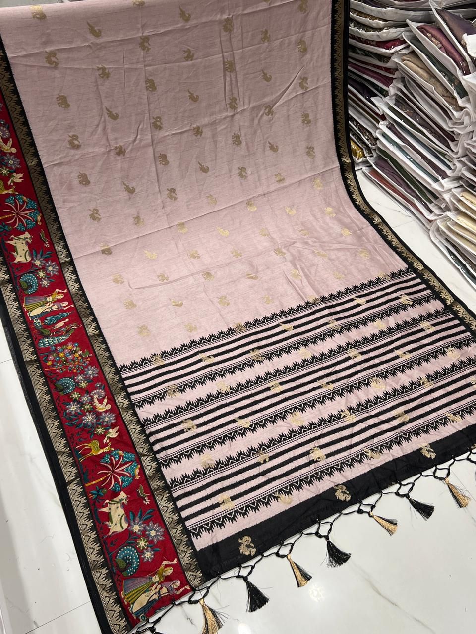 Punit Brand Pure Kalamkari Belt Design Cotton Silk Saree – Exclusive Designer Collection