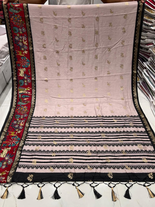 Punit Brand Pure Kalamkari Belt Design Cotton Silk Saree – Exclusive Designer Collection