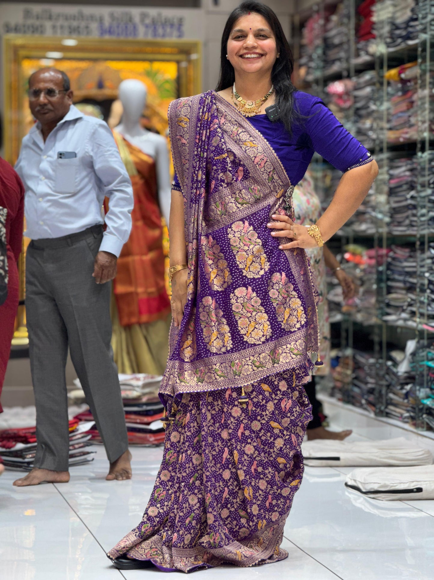 Pure Georgette Bandhani Saree with Meenakari Weaving & Zari Kasab Work | Traditional Chakli Design 💖