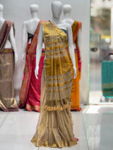 Golden Tissue Silk Plain Saree
