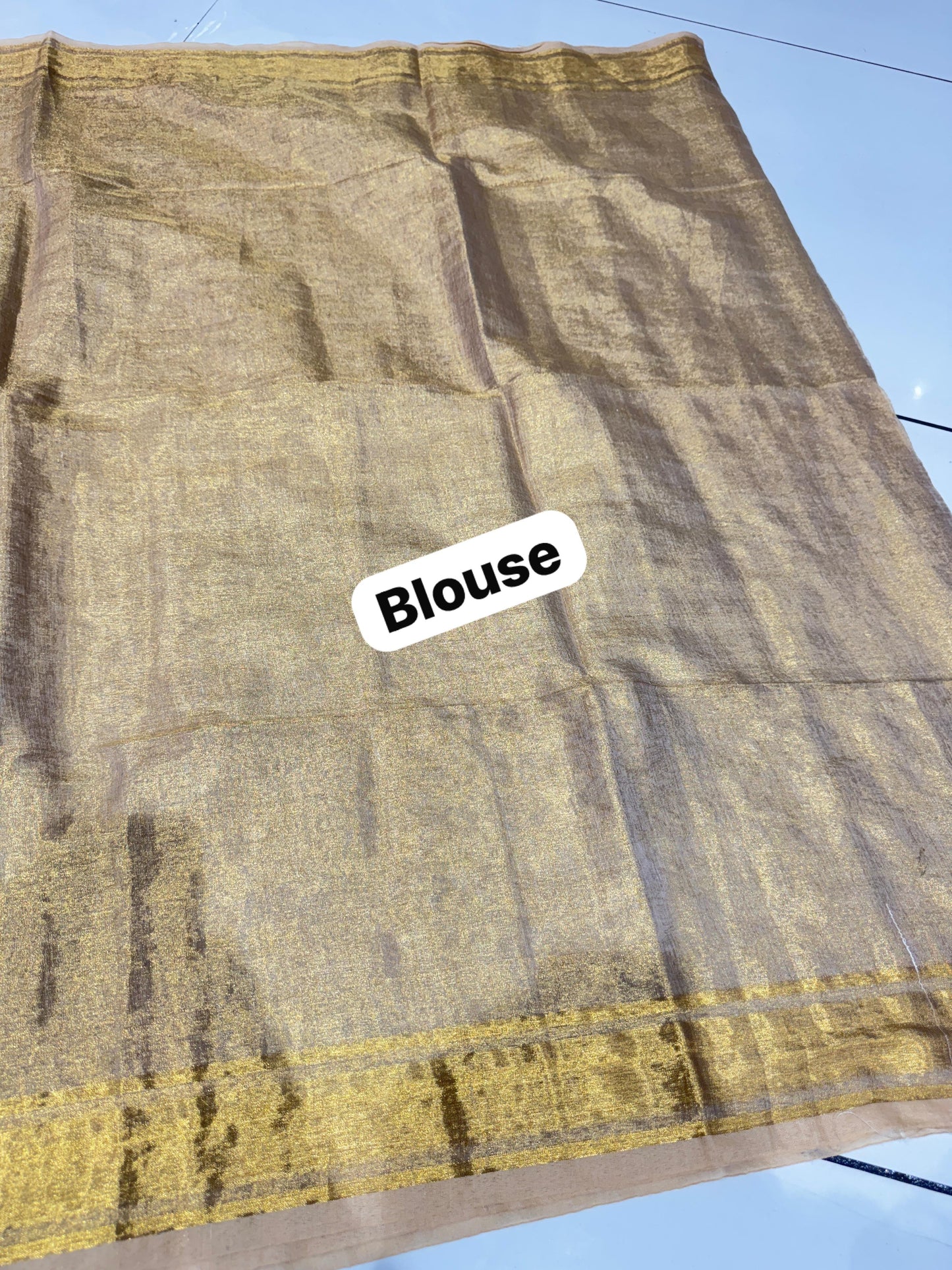 Golden Tissue Silk Plain Saree
