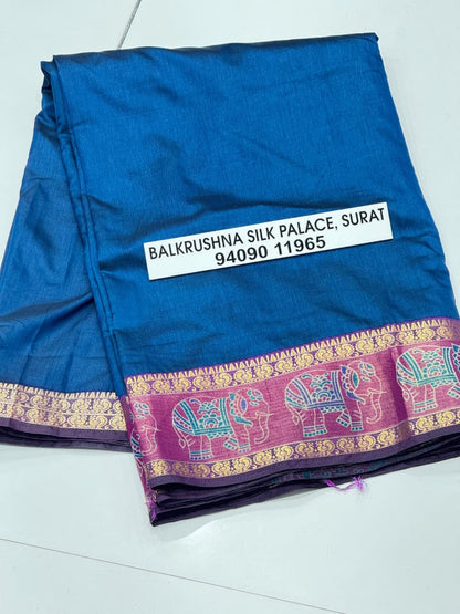 Vibrant Surti Patola Soft Cotton Silk Saree | Gala Border & Ajrakh Blouse Concept
