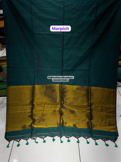 Authentic Handloom Cotton Saree | Real Zari Patto Banaras-Kolkata Edition