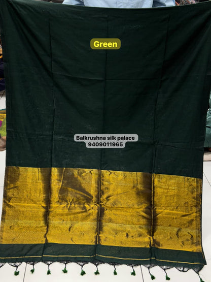 Authentic Handloom Cotton Saree | Real Zari Patto Banaras-Kolkata Edition