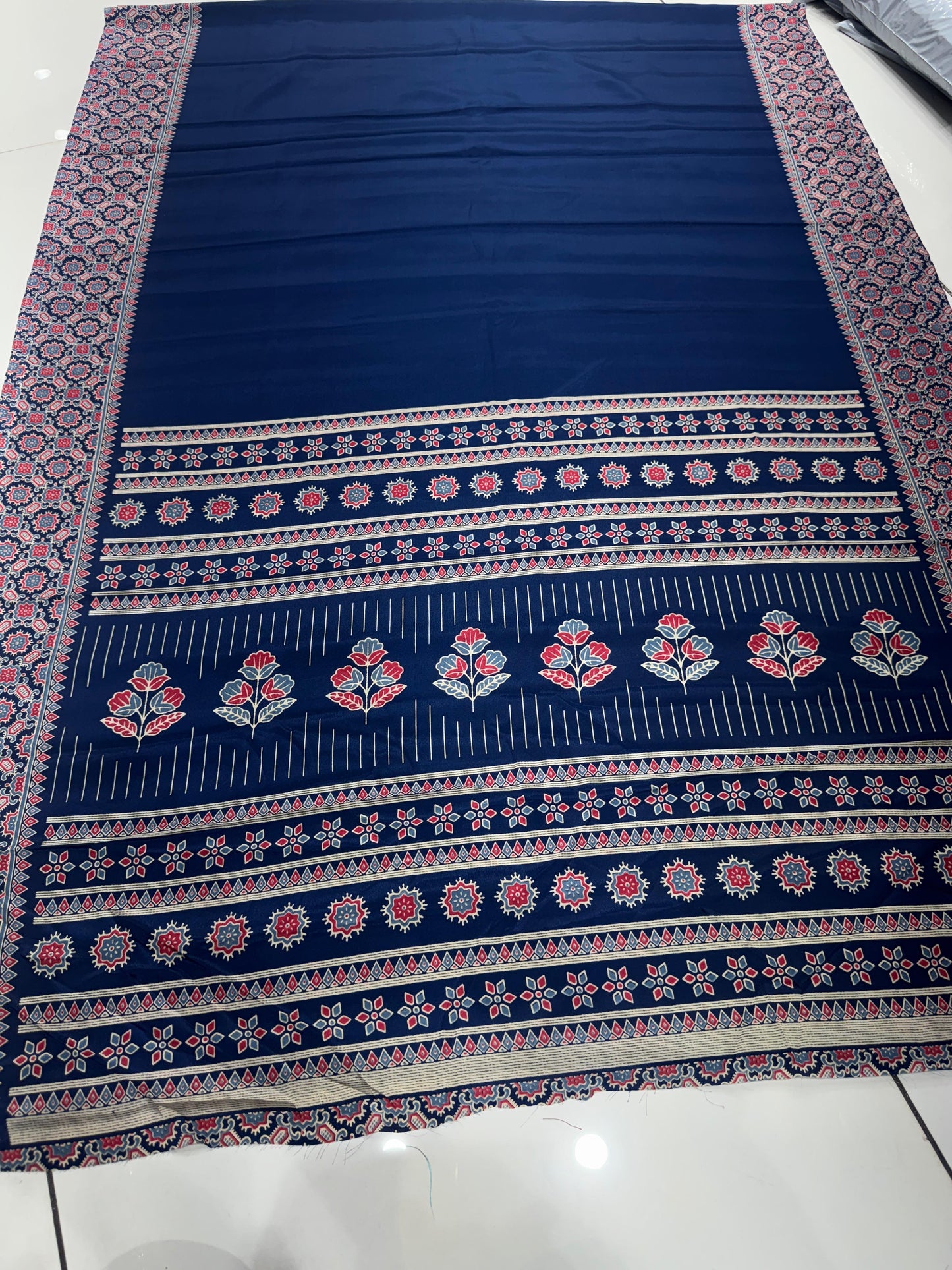 Premium Original Crepe Silk Saree with Authentic Ajrakh Design no. 2 Border