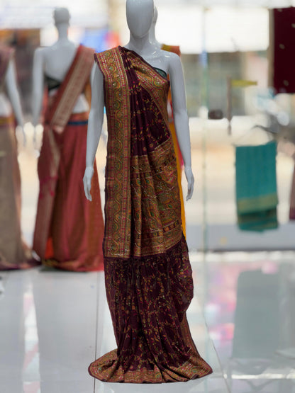 Authentic Pure Pashmina Saree with Meenakari Weaving & Handwork