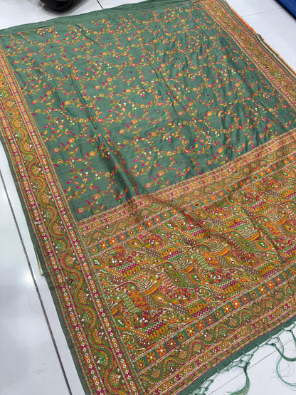 Authentic Pure Pashmina Saree with Meenakari Weaving & Handwork