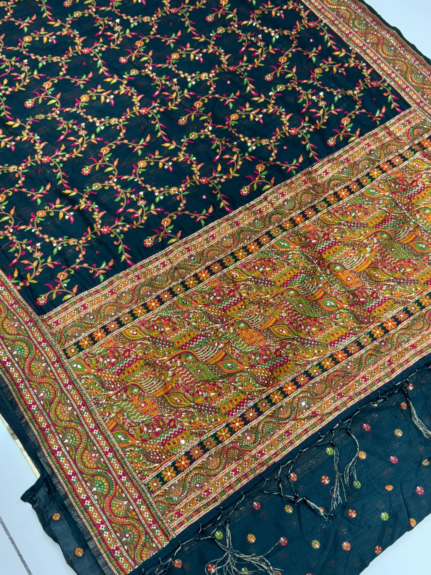 Authentic Pure Pashmina Saree with Meenakari Weaving & Handwork