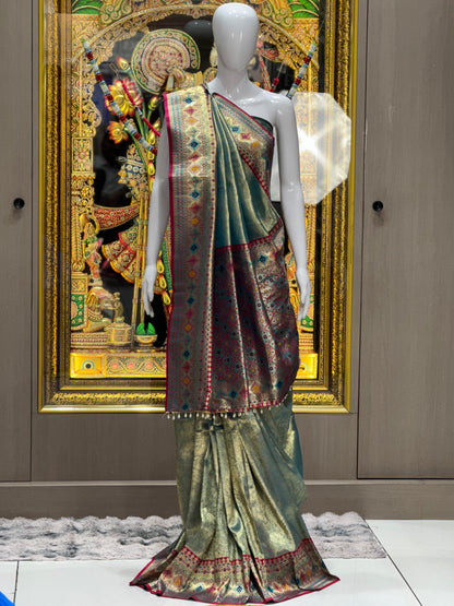 ✨ Royal Banarasi Dharmavaram Silk Saree with Real Jari Weaving ✨