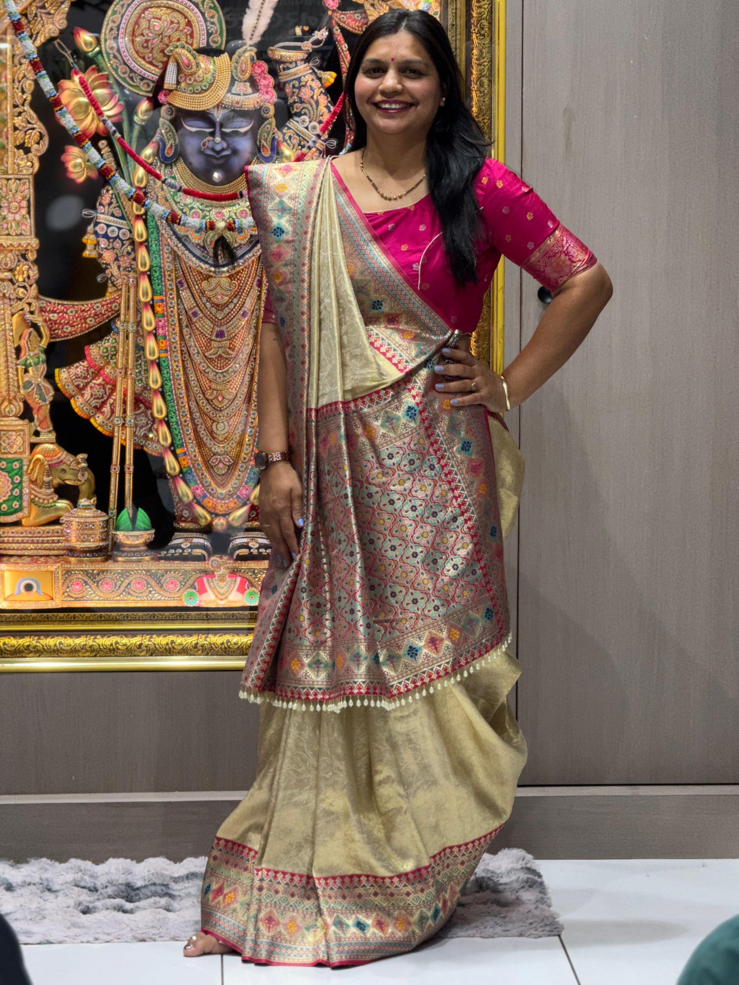 ✨ Royal Banarasi Dharmavaram Silk Saree with Real Jari Weaving ✨