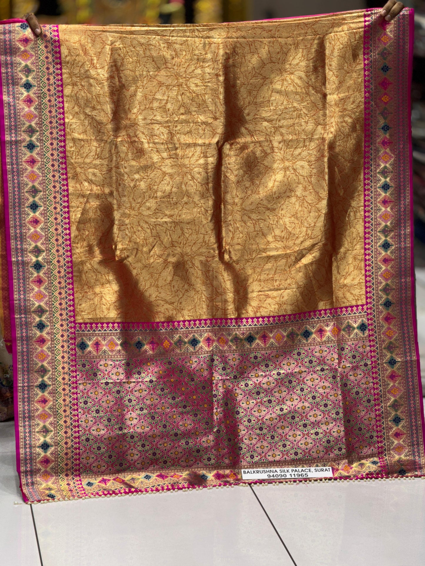 ✨ Royal Banarasi Dharmavaram Silk Saree with Real Jari Weaving ✨