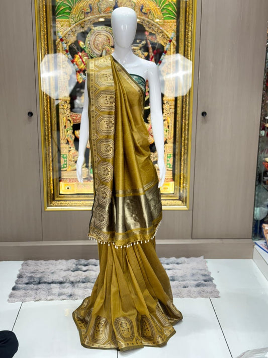 Premium Cotton Tissue Saree with Elegant Woven Border | Lightweight Festive & Daily Wear Saree