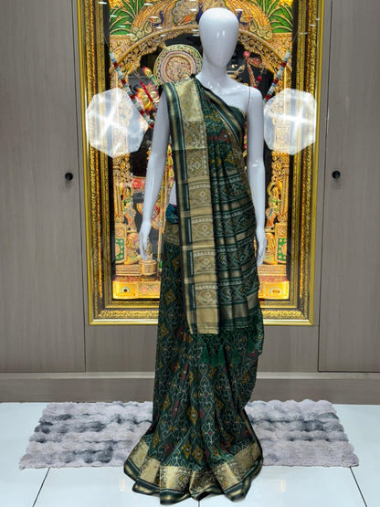 Premium Banarasi Woven Silk Patola Saree with Rich Zari Border