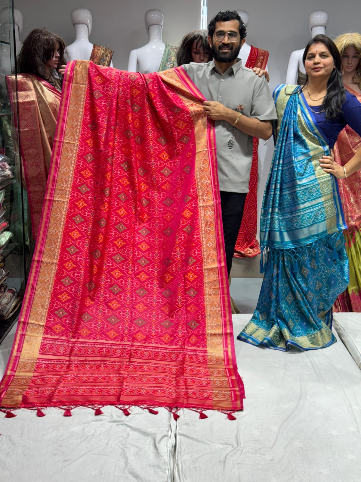 Premium Banarasi Woven Silk Patola Saree with Rich Zari Border