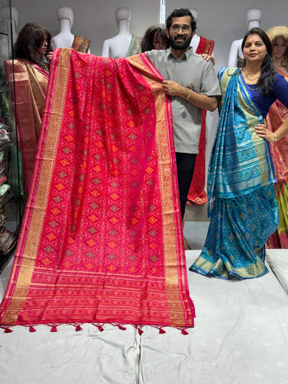 Premium Banarasi Woven Silk Patola Saree with Rich Zari Border