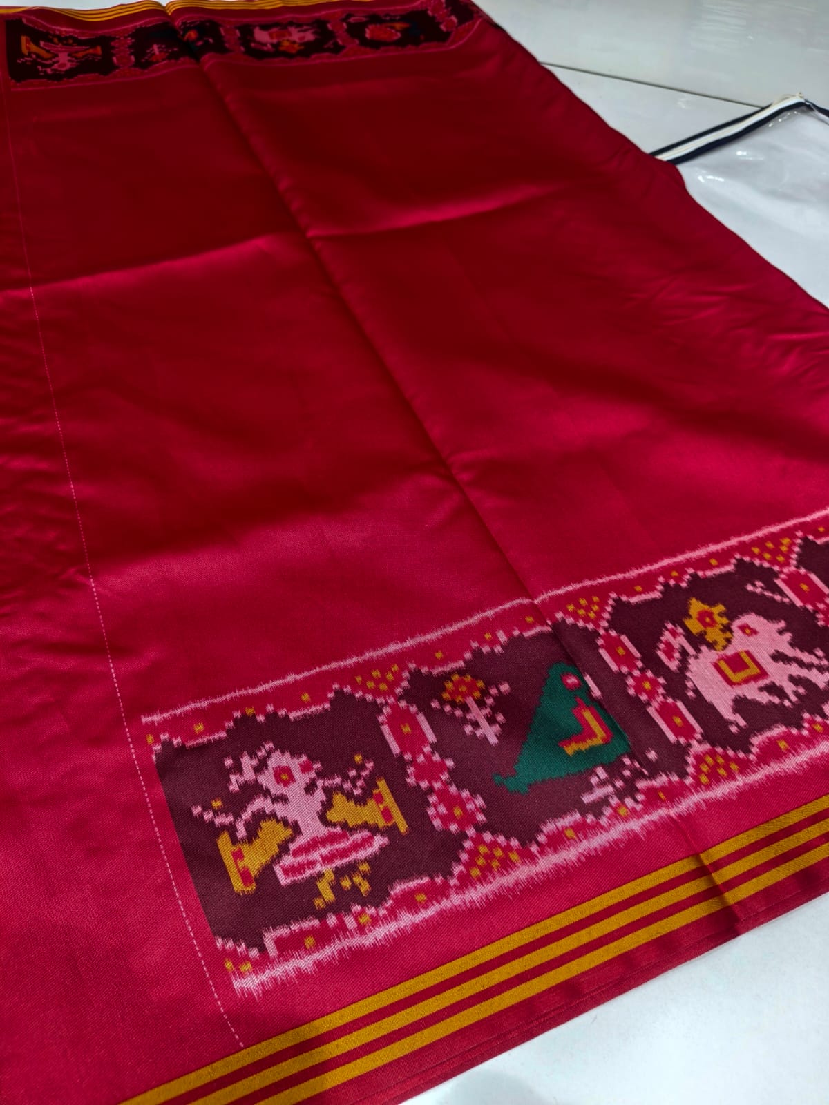 Premium Bhagalpuri Silk Figure Patola Saree Redis Marron – Nita Ambani Inspired Designer Drape