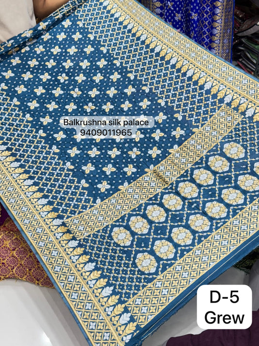 Gray Luxury Banarasi Zari Woven Bandhani Saree with Heavy Circular Motif Pallu D5