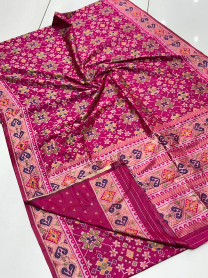 Traditional Manek Chowk Woven Patola Saree in Soft Banarasi Silk