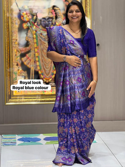 Traditional Manek Chowk Woven Patola Saree in Soft Banarasi Silk