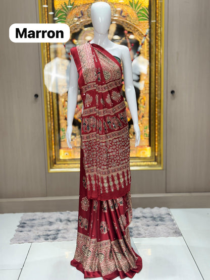 Elephant Mirror Work Modal Silk