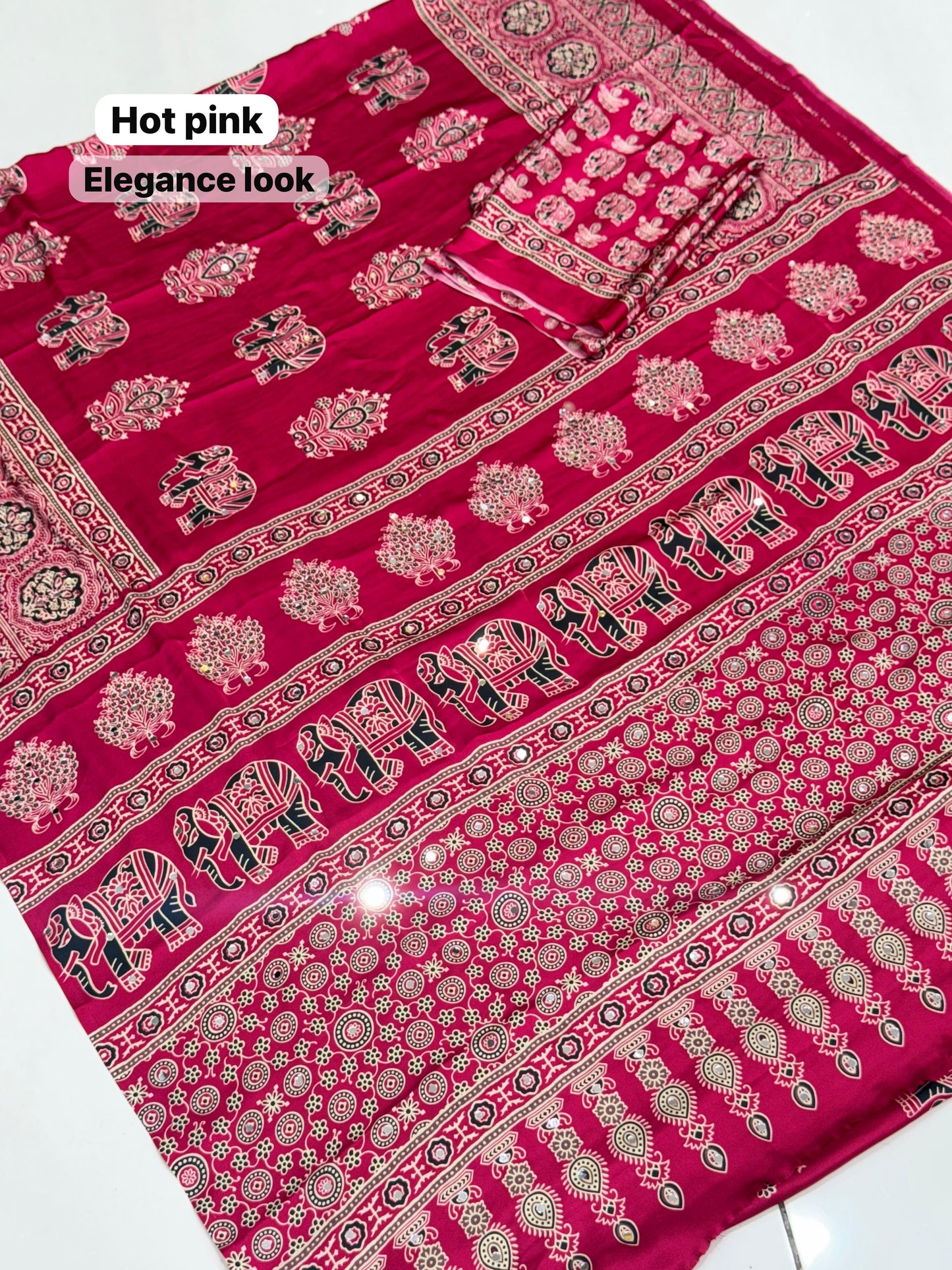 Elephant Mirror Work Modal Silk