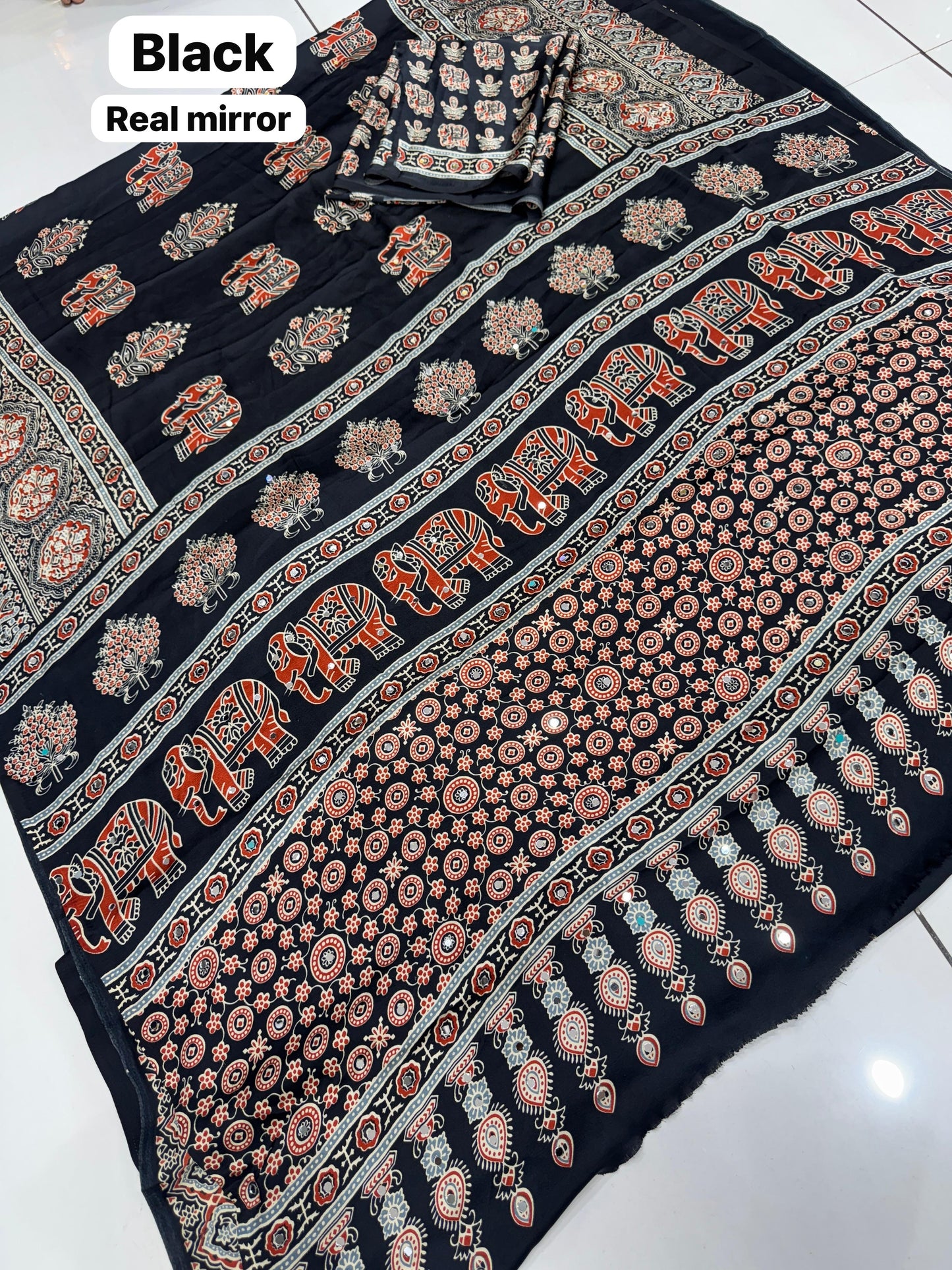 Elephant Mirror Work Modal Silk