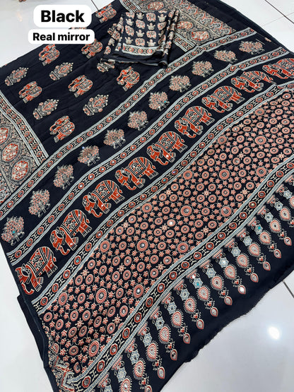 Elephant Mirror Work Modal Silk