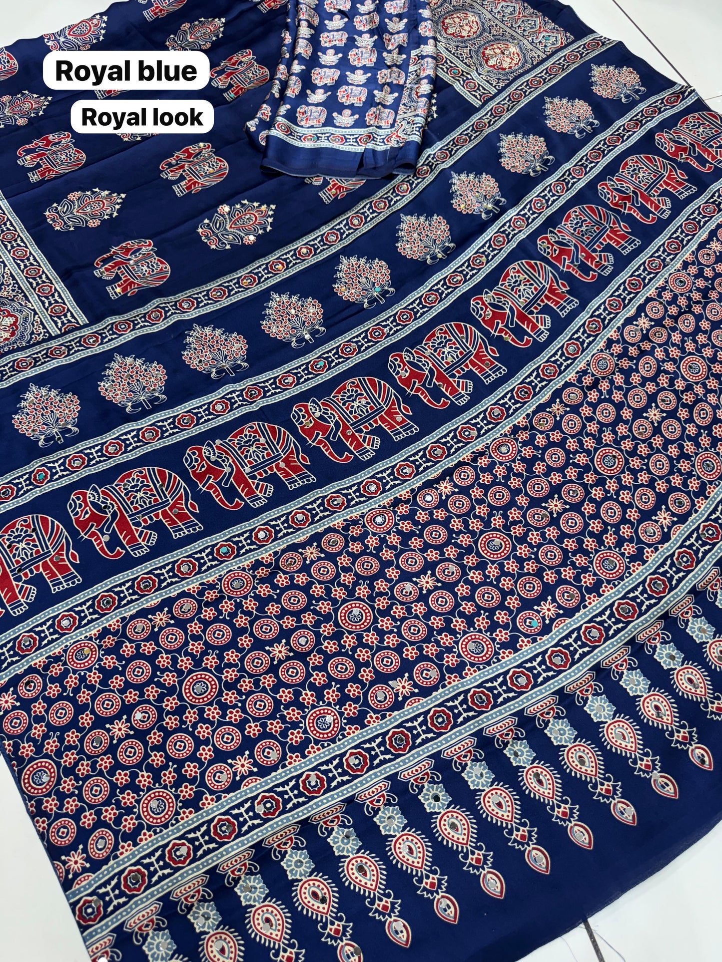 Elephant Mirror Work Modal Silk