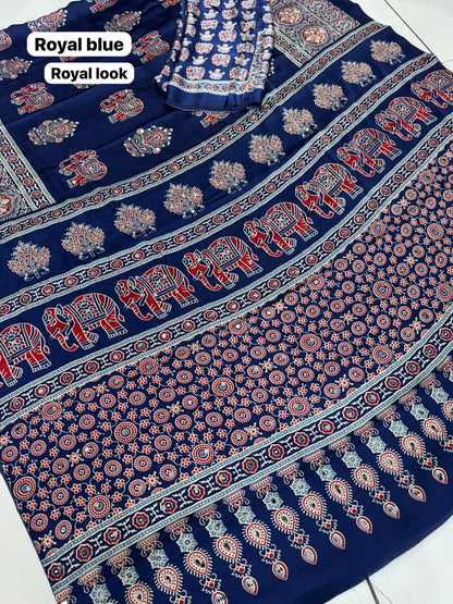 Elephant Mirror Work Modal Silk
