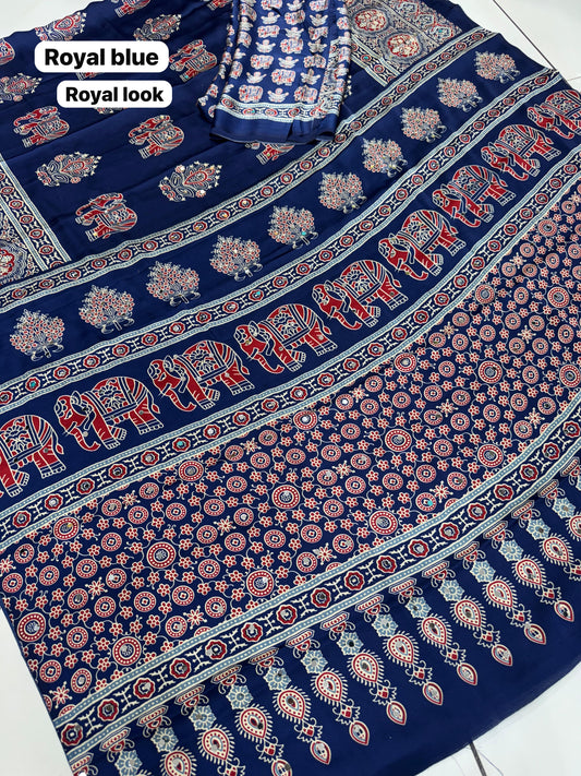Elephant Mirror Work Modal Silk