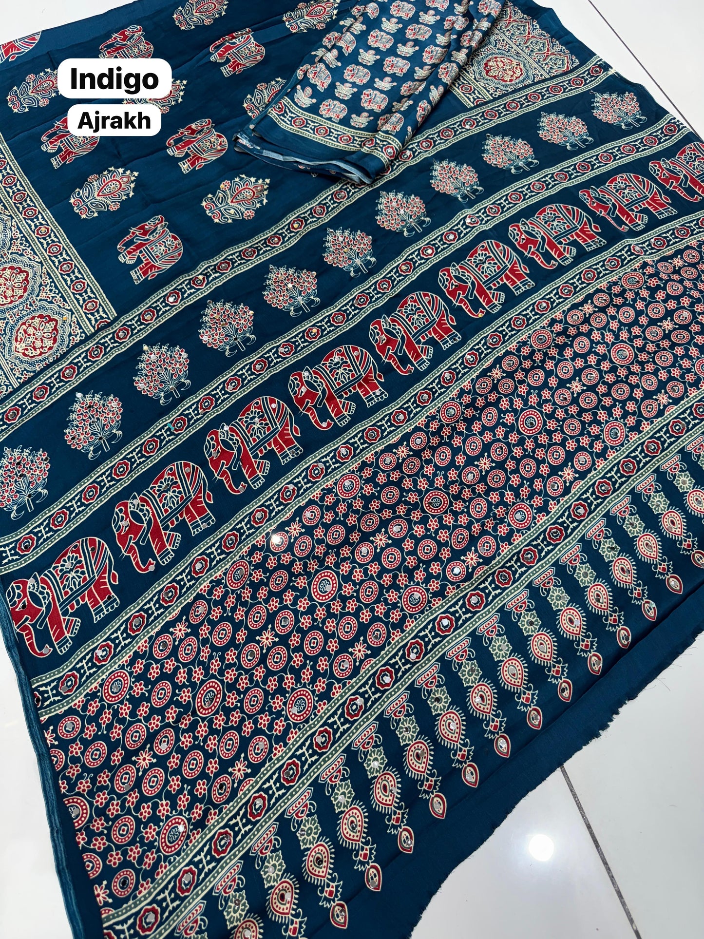 Elephant Mirror Work Modal Silk