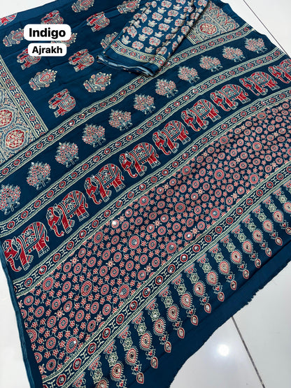 Elephant Mirror Work Modal Silk