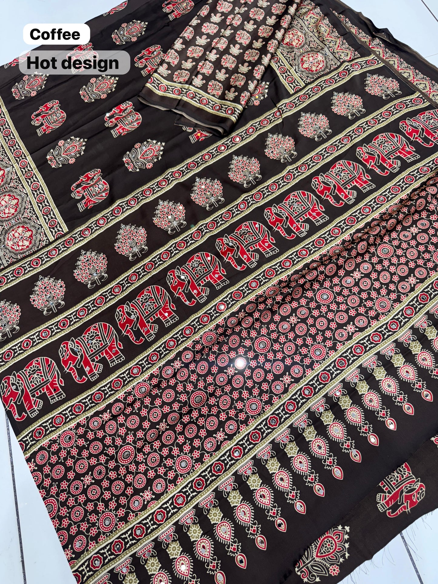 Elephant Mirror Work Modal Silk
