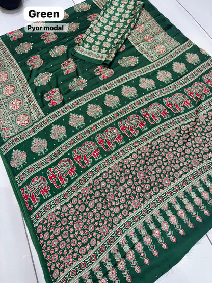 Elephant Mirror Work Modal Silk