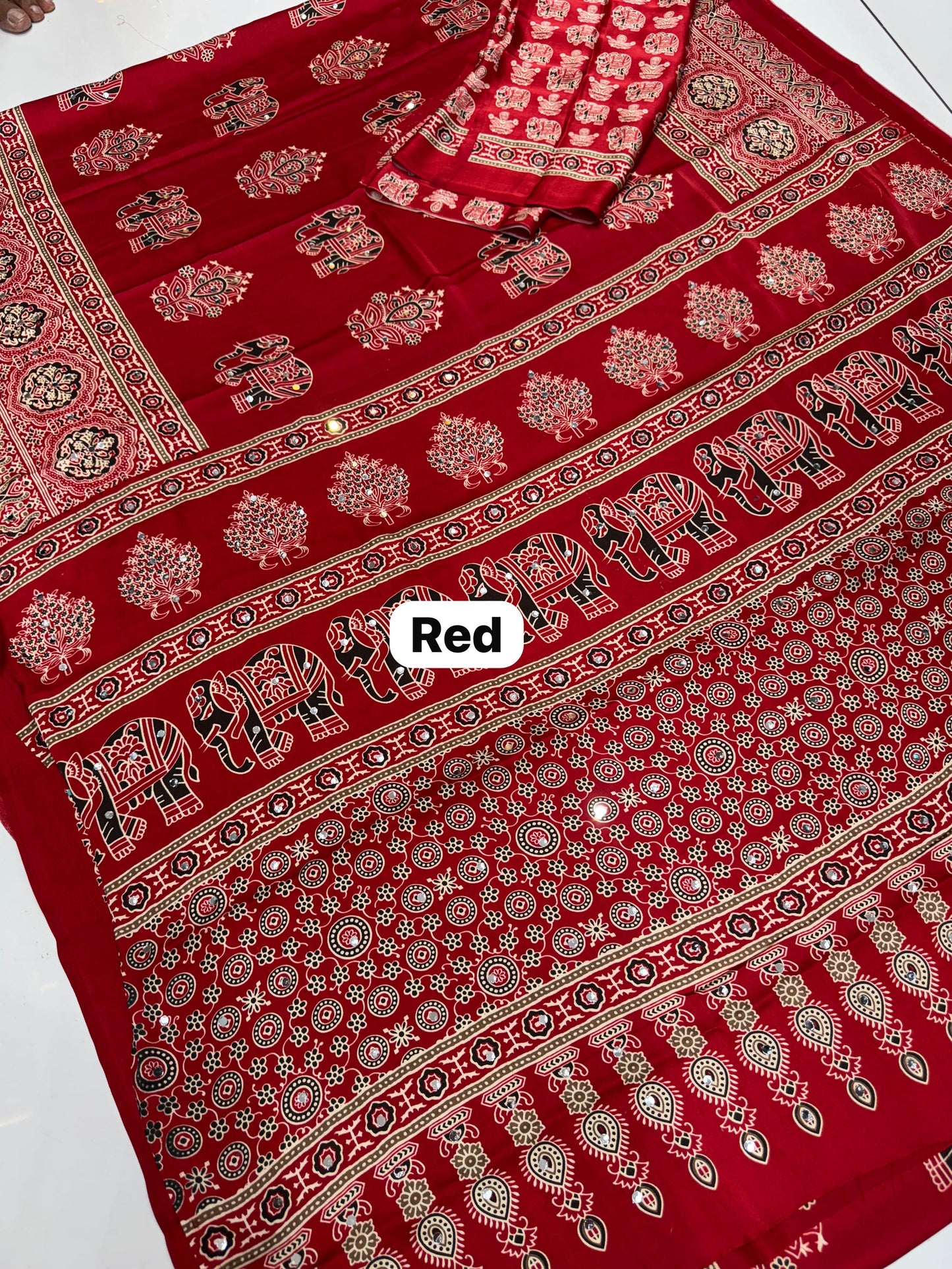 Elephant Mirror Work Modal Silk