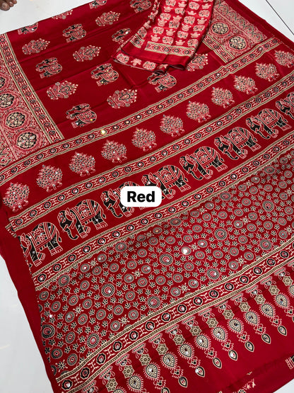 Elephant Mirror Work Modal Silk