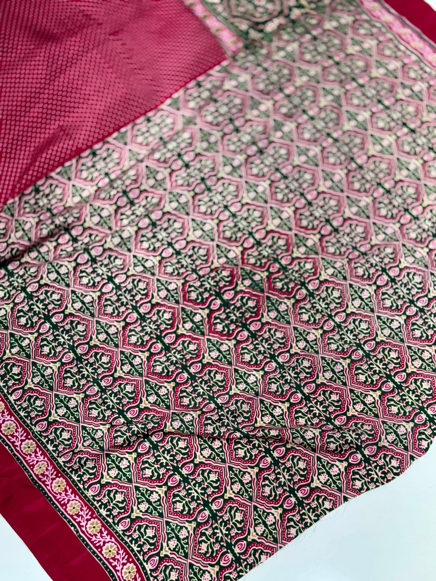 Bandhani Design Ajrakh Pallu Modal Silk Soft