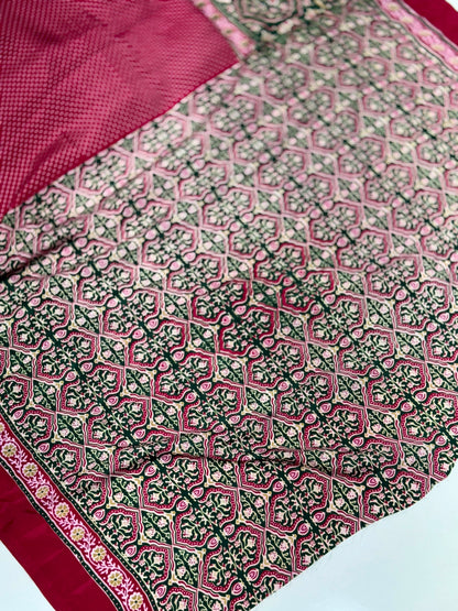 Bandhani Design Ajrakh Pallu Modal Silk Soft