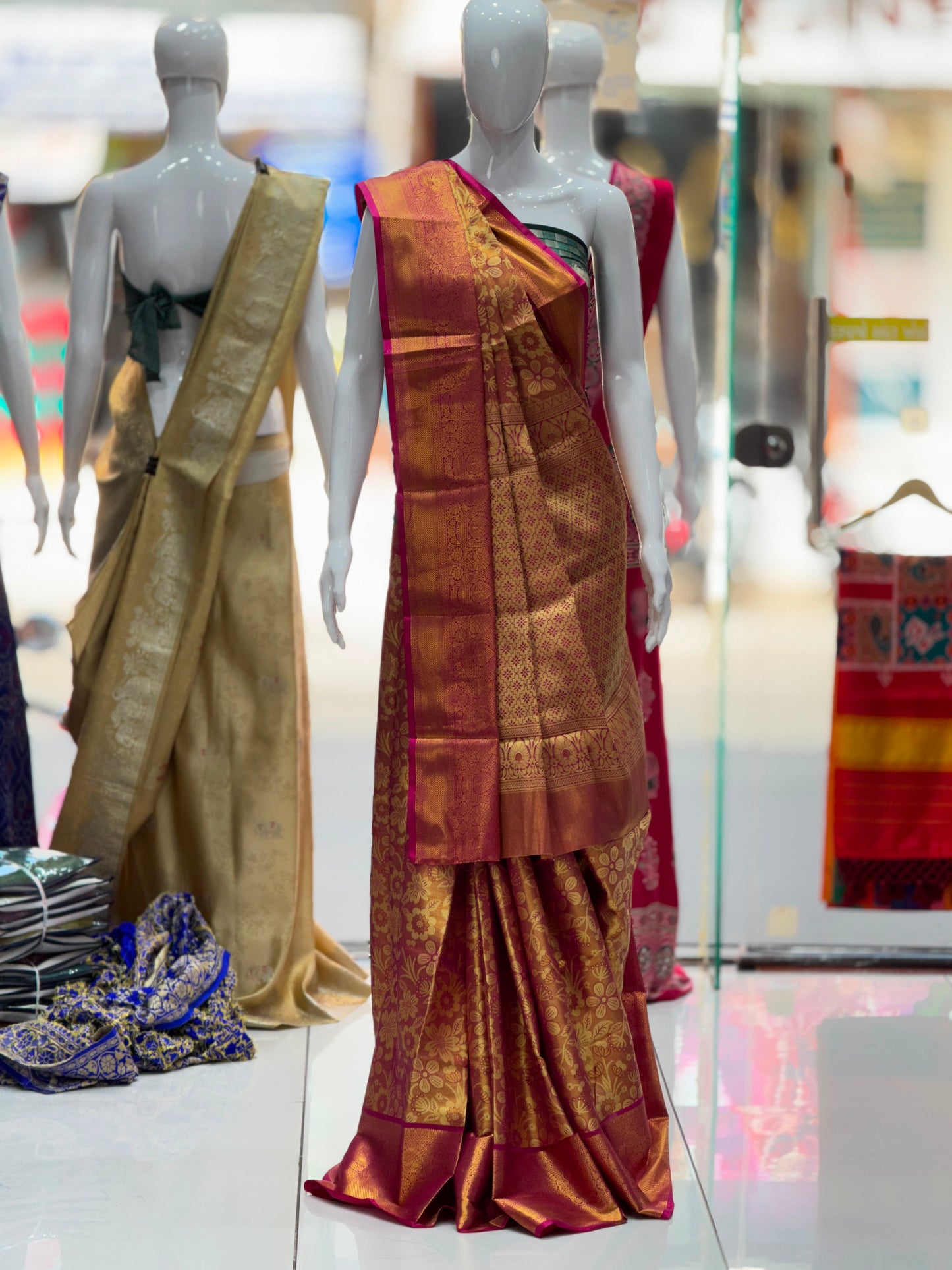 Premium Pure Kanjivaram Silk Banarasi Saree with Rich Golden Zari Weaving