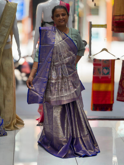 Premium Pure Kanjivaram Silk Banarasi Saree with Rich Golden Zari Weaving