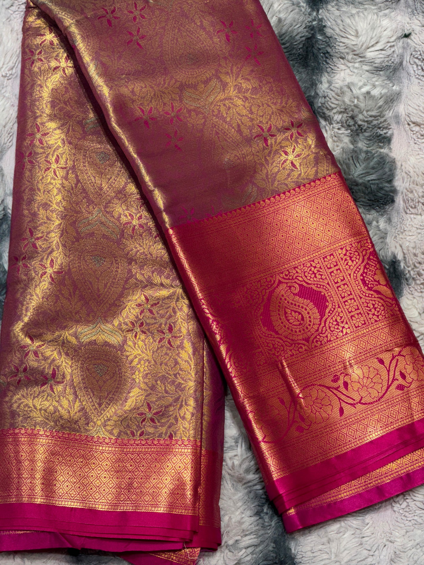 Premium Pure Kanjivaram Silk Banarasi Saree with Rich Golden Zari Weaving