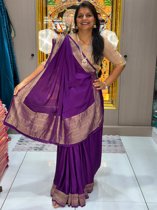 Purple Gaji Silk Real Neem Zari Pallu
