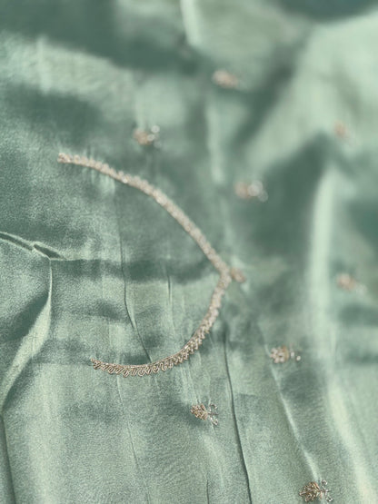 Exclusive Full Handwork Bridal Organza Silk Saree in Soft Tissue