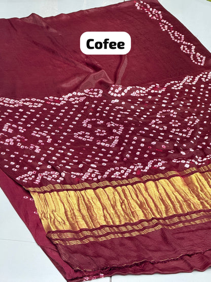 Panvel Gala Border Premium Gaji Silk Hand Bandhej Saree with Pure Lagdi Patto