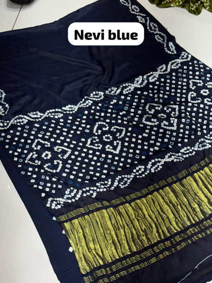 Panvel Gala Border Premium Gaji Silk Hand Bandhej Saree with Pure Lagdi Patto
