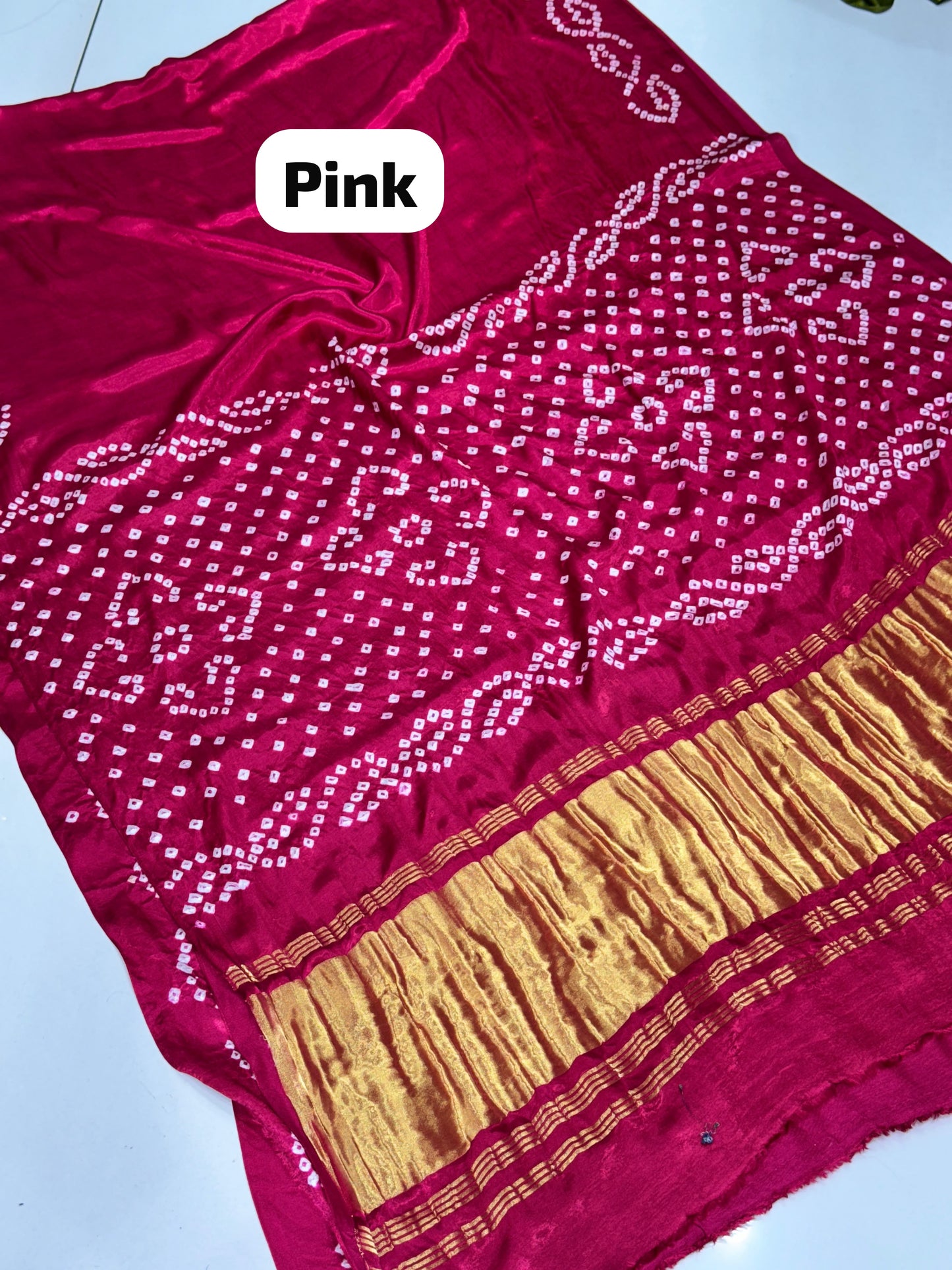 Panvel Gala Border Premium Gaji Silk Hand Bandhej Saree with Pure Lagdi Patto