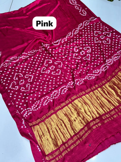 Panvel Gala Border Premium Gaji Silk Hand Bandhej Saree with Pure Lagdi Patto